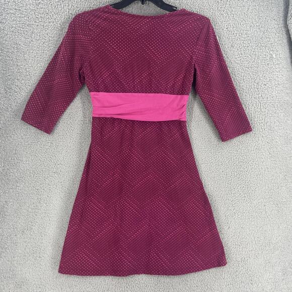 Patagonia Dress Womens Medium Organic Cotton Magenta Pink V-Neck Empire Waist - Picture 6 of 12